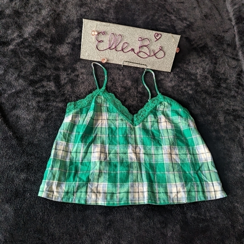 NWT Colsie Plaid Green Tank M - Picture 3 of 4
